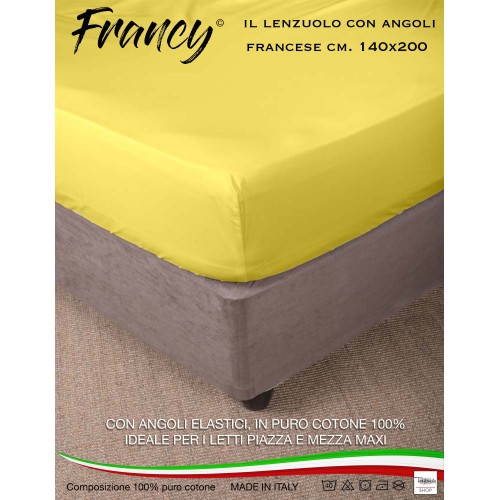 FRANCY FITTED SHEET FRENCH YELLOW 1 AND A HALF LARGE MAXI