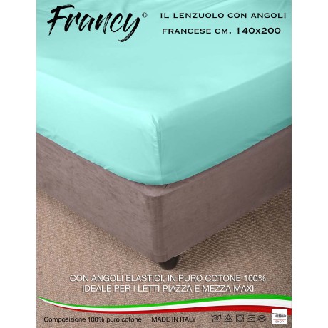 LENZUOLO FRANCY CON ANGOLI VERDINO FRANCESE 1 PIAZZA E MEZZA GRANDE MAXI 2