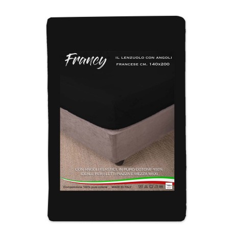 FITTED SHEET FRANCY BLACK FRENCH 1 AND A HALF LARGE MAXI