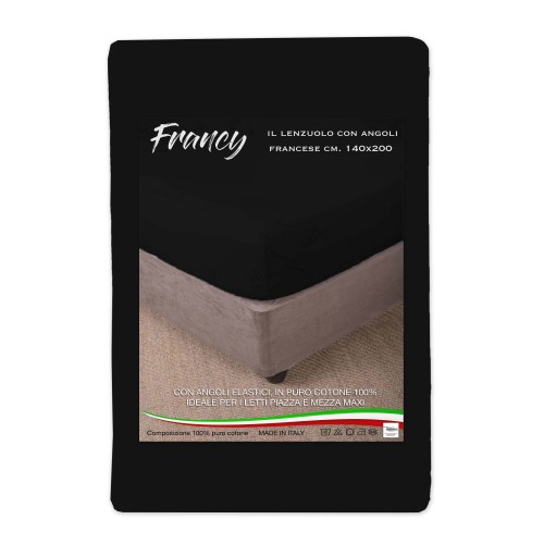 FITTED SHEET FRANCY BLACK FRENCH 1 AND A HALF LARGE MAXI