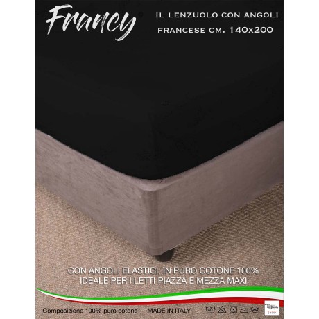 SPANNBETTTUCH FRANCY SCHWARZ FRANZÖSISCH 1 1/2 GROSSE MAXI 2