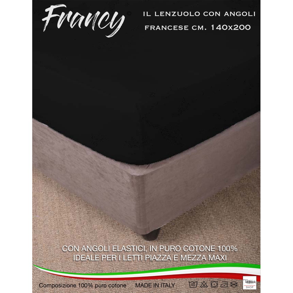 SPANNBETTTUCH FRANCY SCHWARZ FRANZÖSISCH 1 1/2 GROSSE MAXI