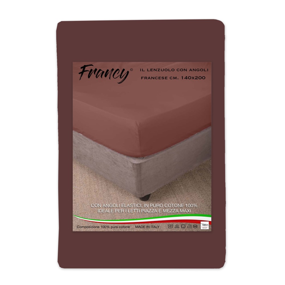 FITTED SHEET FRANCY FRENCH BROWN 1 AND A HALF LARGE MAXI