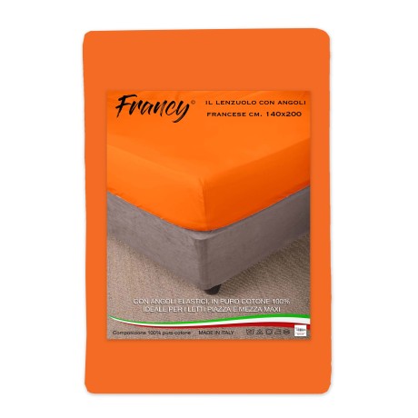 FITTED SHEET FRANCY FRENCH ORANGE 1 AND A HALF LARGE MAXI