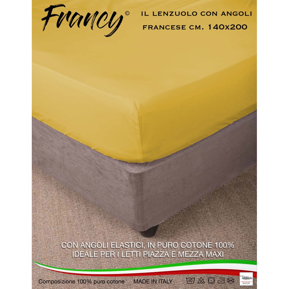 FRANZÖSISCHES OCKERGELBES FRANZÖSISCHES SPANNBETTTUCH 1 1/2 GROSS MAXI