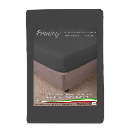 FITTED SHEET FRANCY DARK GREY FRENCH 1 AND A HALF LARGE MAXI