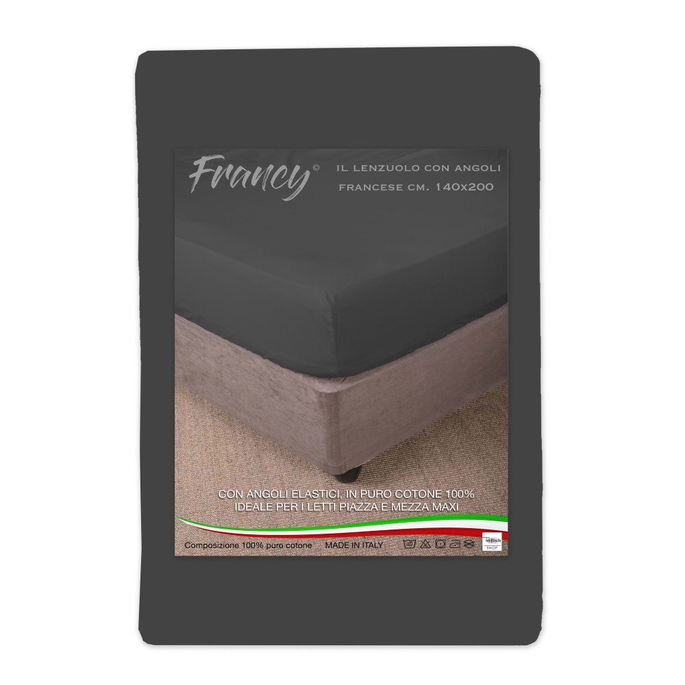 FITTED SHEET FRANCY DARK GREY FRENCH 1 AND A HALF LARGE MAXI