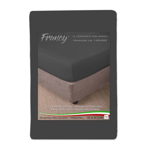 FITTED SHEET FRANCY DARK GREY FRENCH 1 AND A HALF LARGE MAXI