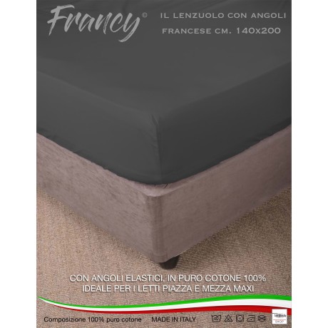 FITTED SHEET FRANCY DARK GREY FRENCH 1 AND A HALF LARGE MAXI 2