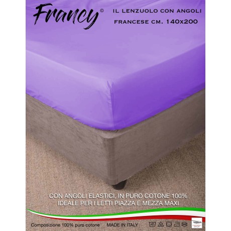 SPANNBETTTUCH FRANCY FRANZÖSISCH FLIEDER 1 1/2 GROSSE MAXI 2