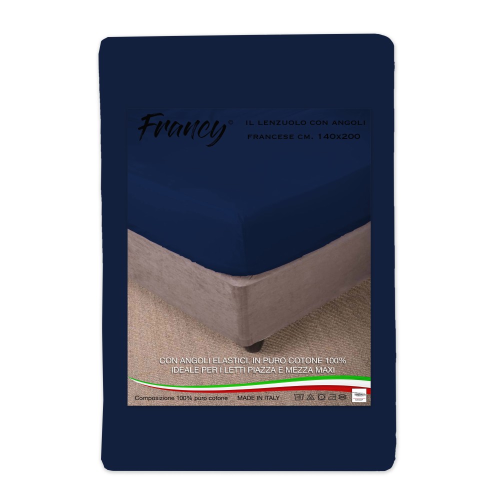 SPANNBETTTUCH FRANCY DUNKELBLAU FRANZÖSISCH 1 1/2 GROSSE MAXI