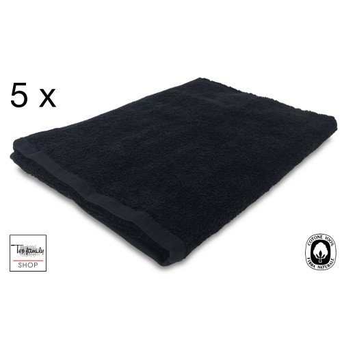 SET OF 5 TOWELS BLACK TERRY TOWEL BEAUTY HAIRDRESSER CM. 50X100