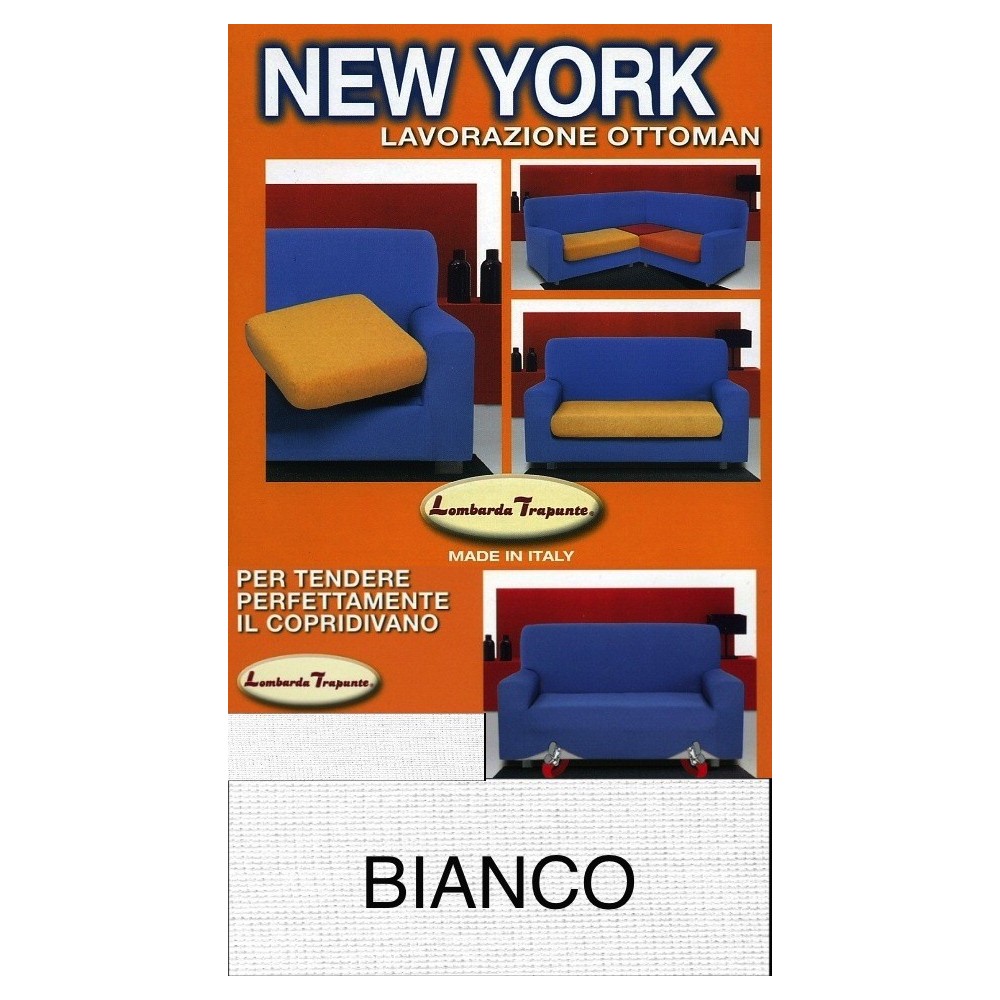 Copridivano New York Bianco Elasticizzato, Antigraffio, per Divani con Braccioli, Telo Divano Universale, Made in Italy