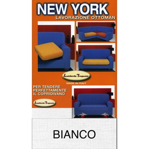 New York White Stretch Sofa Cover, Anti-scratch, for Sofas with Armrests, Universal Sofa Cover, Made in Italy