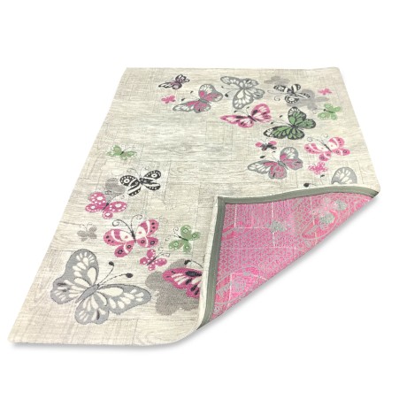 TAPPETO ANTISCIVOLO FARFALLE FUXIA 2