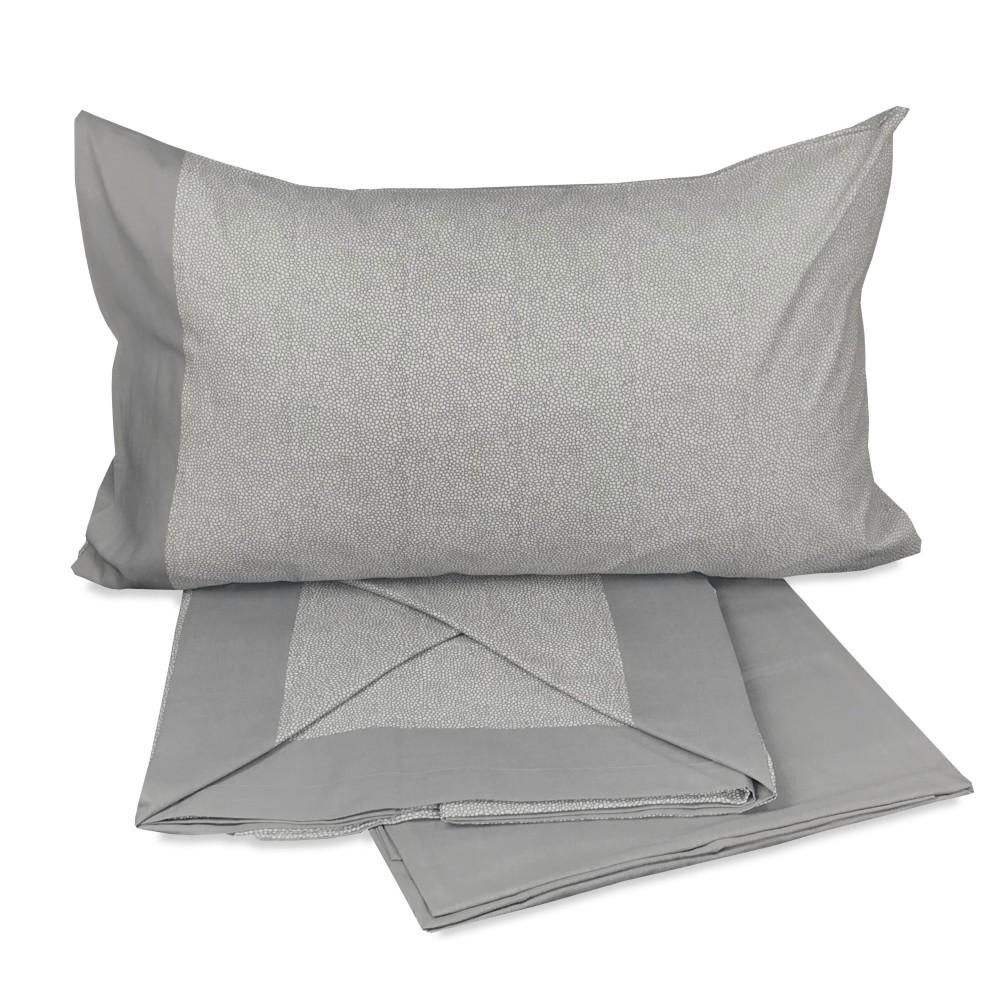 JUEGO DE SÁBANAS BORBONESE GRIS PURO ALGODÓN
