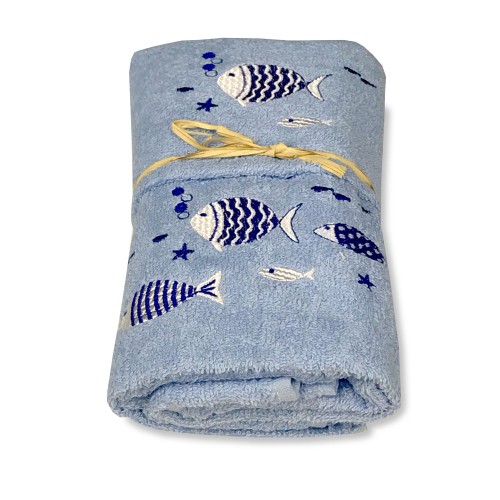 SET OF SEA TOWELS WITH BLUE BACKGROUND