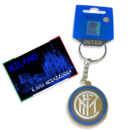 F.C. INTER SOFT RUBBER KEYRING and MILANO È postcard