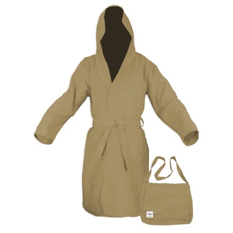 BEIGE TAUPE MICROFIBER PODDY TECHNICAL BATHROBE 2