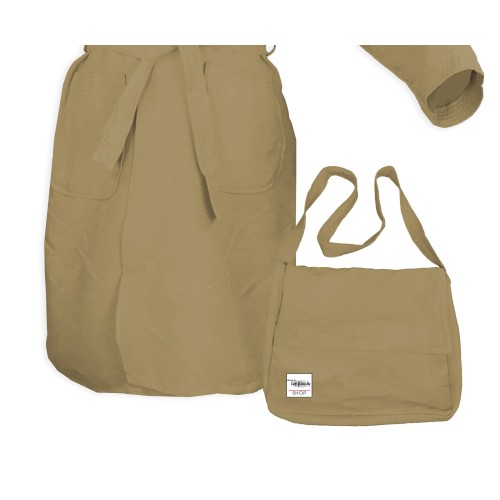 BEIGE TAUPE MICROFIBER PODDY TECHNICAL BATHROBE