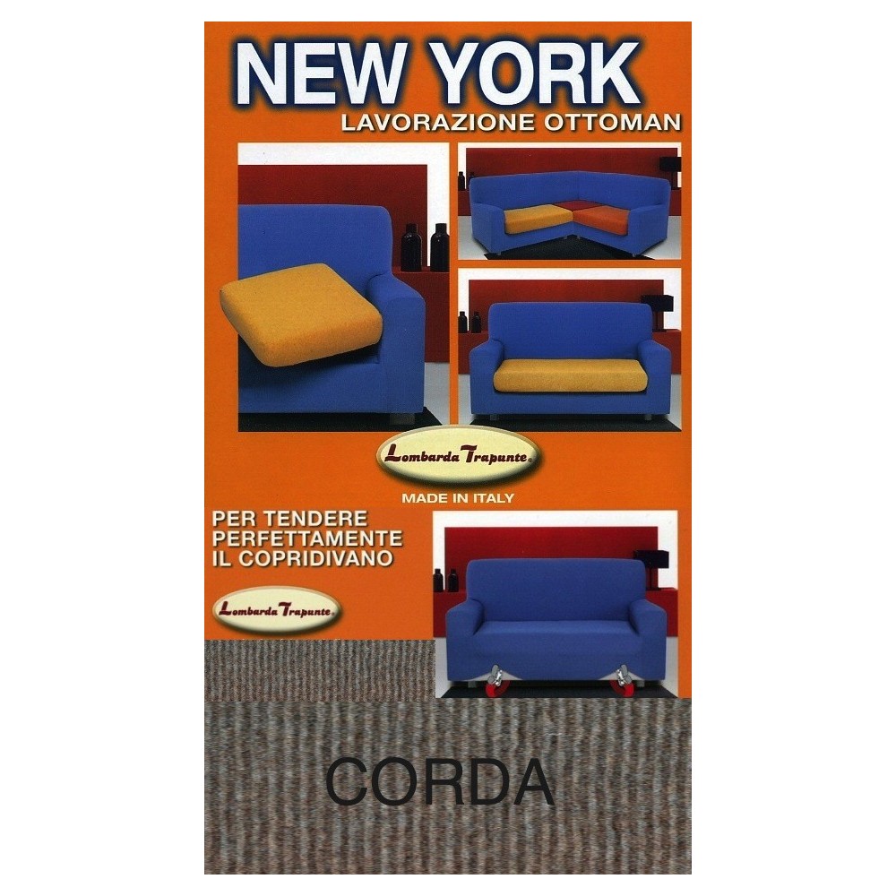Tex family Copridivano New York Corda Elasticizzato, Antigraffio, Divani con Braccioli, Telo Divano Universale, Made in Italy