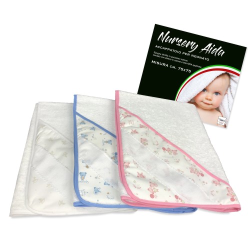 NEWBORN NURSERY AIDA BABY BATHROBE IN PURE COTTON TERRY CLOTH