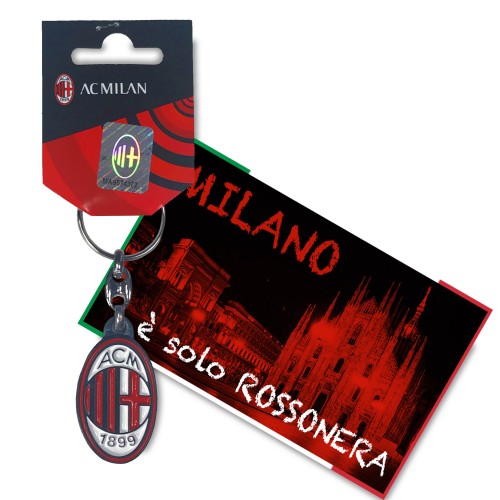 A.C. MILAN LLAVERO METÁLICO y postal MILANO È