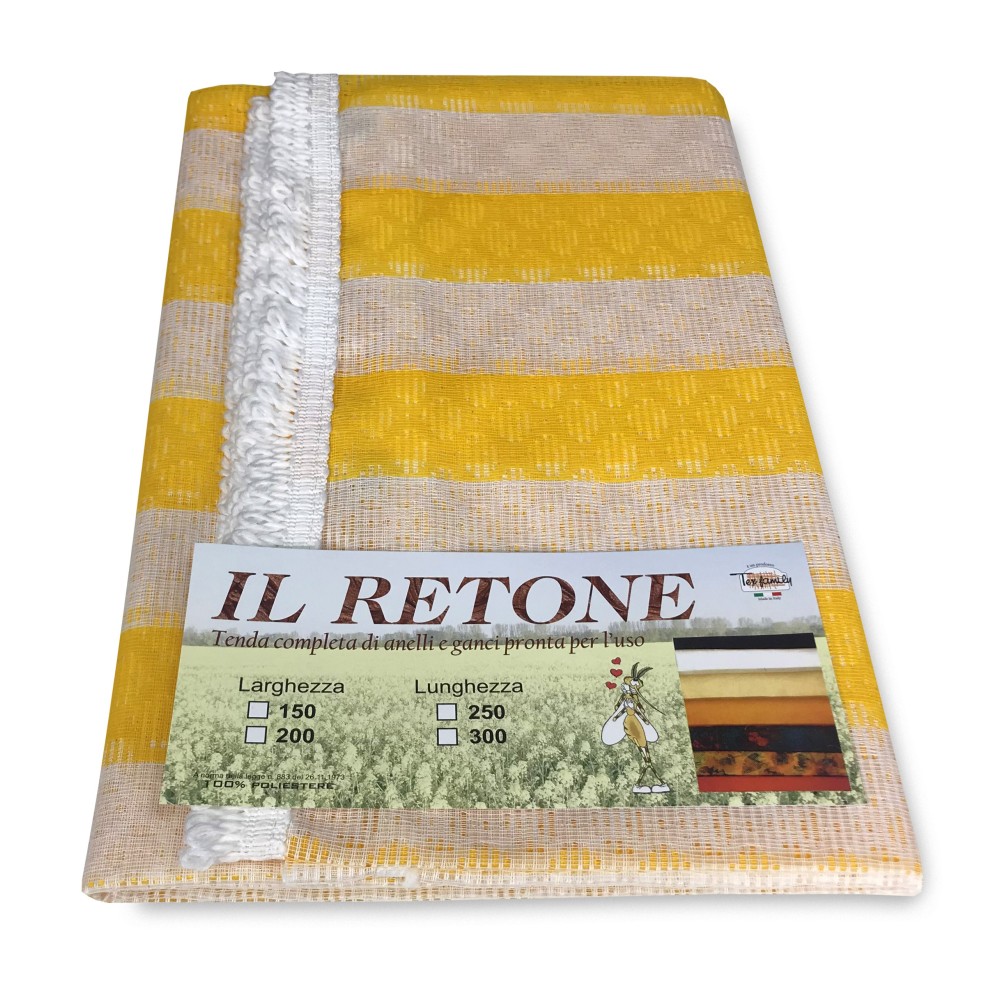 OUTDOOR GARDEN NET CURTAIN YELLOW STRIPE IN TWO SIZES
