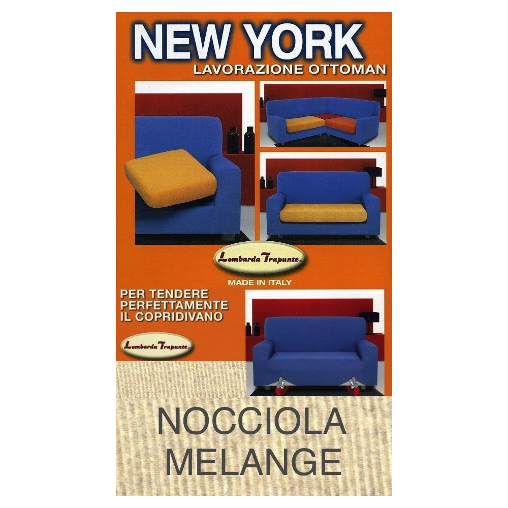 Funda de Sofá New York Stretch Melange Hazelnut, Anti-arañazos, para Sofás con Reposabrazos, Funda Universal, Made in Italy