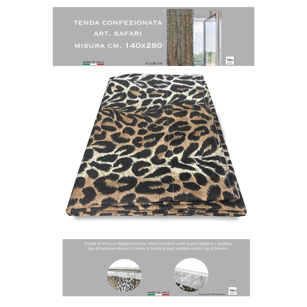 GEFLECKTES SAFARIZELT CM. 140X280 LEOPARDENMUSTER HERGESTELLT IN ITALIEN