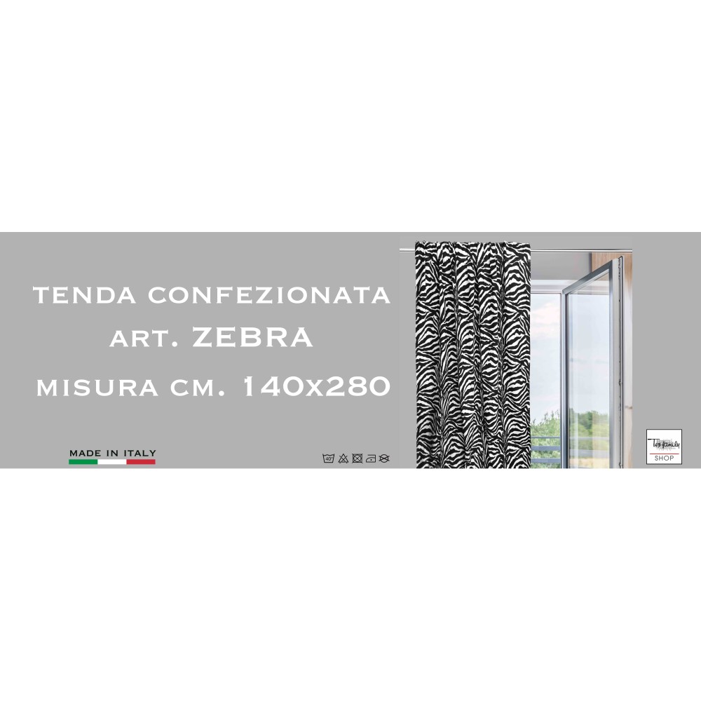 ZEBRA ZEBRA CURTAIN WHITE BLACK CM. 140X280 MADE IN ITALY