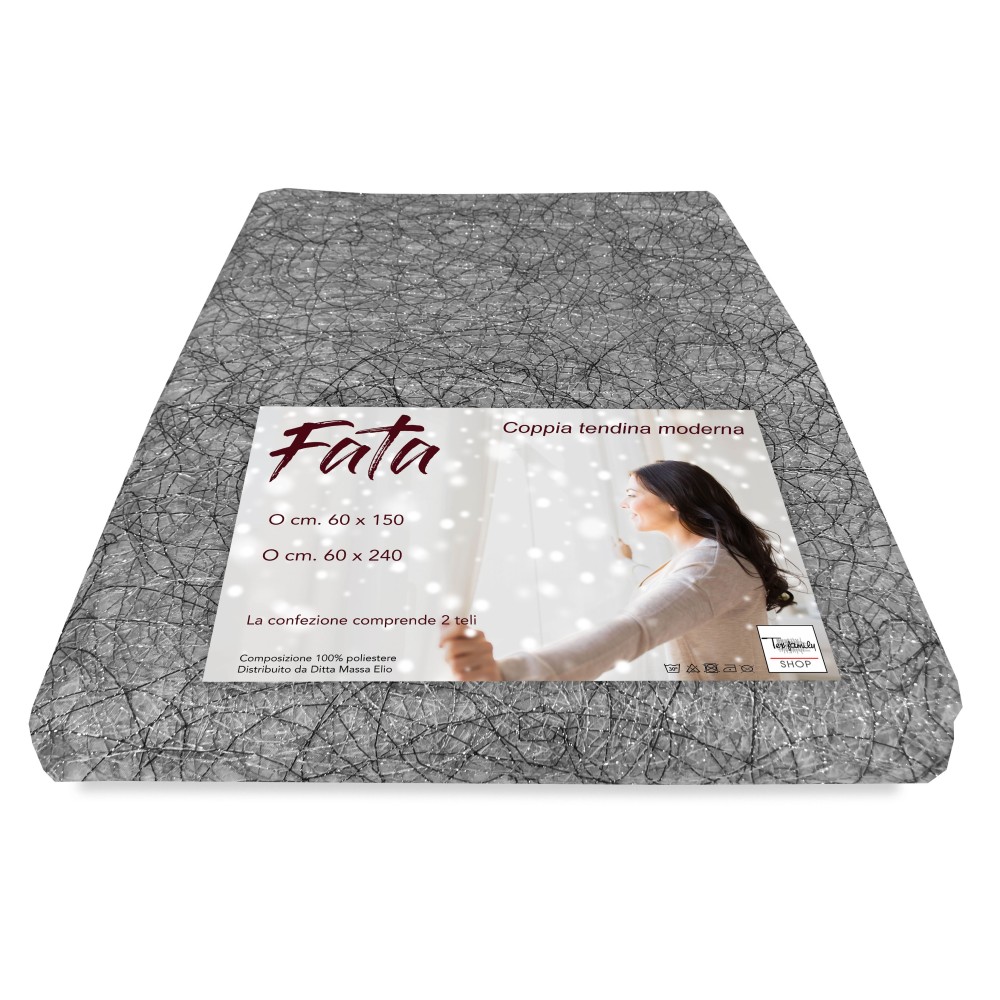 PAIR OF SILVER GREY FAIRY GLASS CURTAIN
