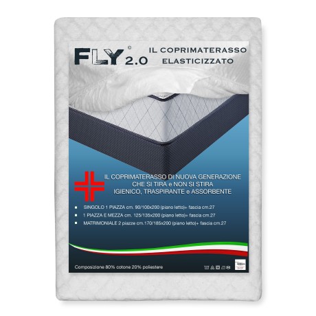 STRETCH-MATRATZENAUFLAGE FLY 2.0 JACQUARD-SCHWAMM mit Ecken