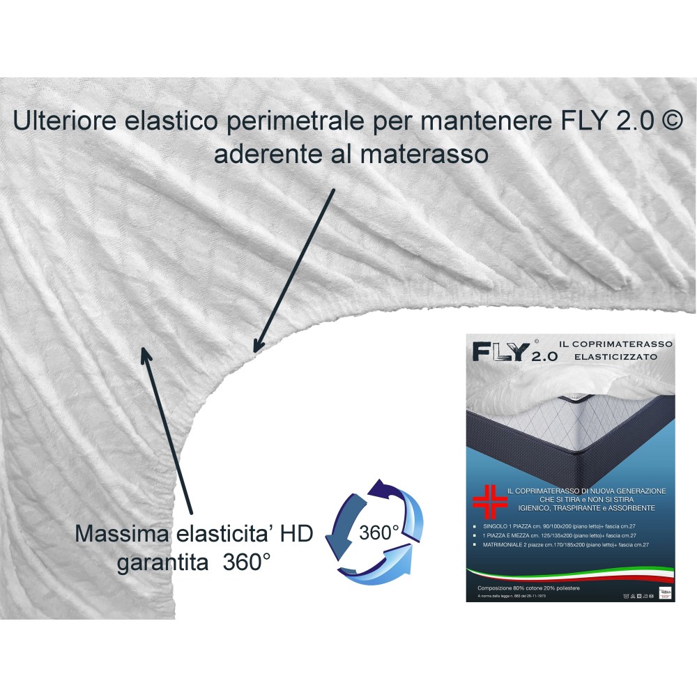 STRETCH MATTRESS TOPPER FLY 2.0 JACQUARD SPONGE with corners