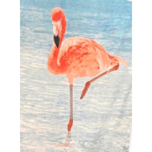 PHOTOGRAPHIC BEACH TOWEL IN TERRY CLOTH LARGE SIZE CM.80x180 FLAMINGO AL MARE