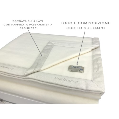 MANTA DE LANA DE INVIERNO MERINO DE CACHEMIRA DOBLE 2 CUADRADOS CREMA