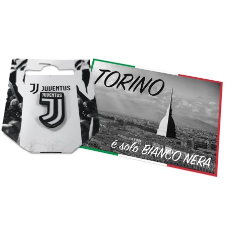 INSIGNIA METÁLICA F.C. JUVENTUS Y POSTAL TURÍN ES