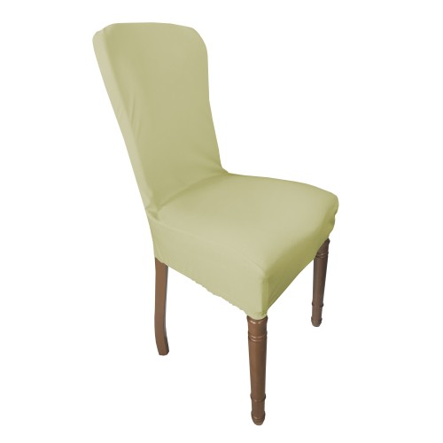 PAIRE housse de chaise TRONÇON de ROME, résistant aux taches SOLIDE BEIGE