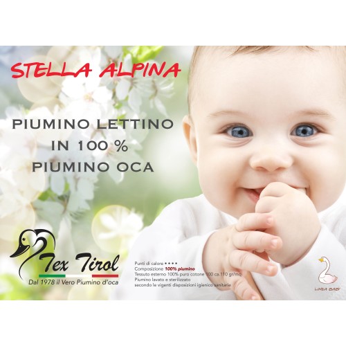 Plumífero Tex Tirol en 100% plumón de ganso para cunas cm. 100 x 135