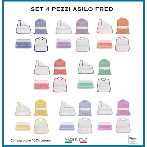 CONJUNTO KINDERGARTEN 4 piezas BOLSA y TOALLA y BOLSA DE CUADROS TEÑIDA EN HILO con lona AIDA para bordar el nombre