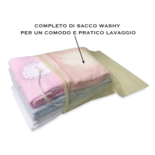 LOT DE 1 SERVIETTE DE TOILETTE + 1 SERVIETTE INVITÉ EN ÉPONGE ET OVALE EN TOILE AÏDA à broder AU POINT DE CROIX avec FILET À LIN