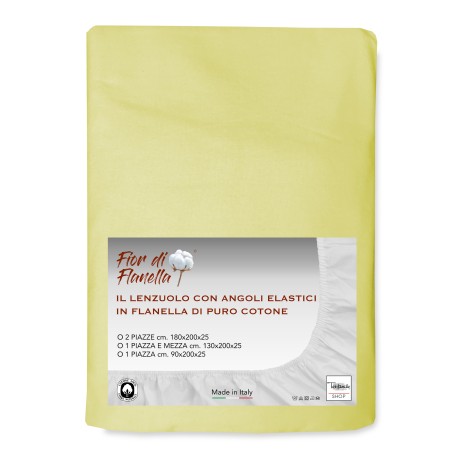 FEUILLE AVEC COINS EN FLANELLE JAUNE Fior di Flanelle ©TOUTES TAILLES