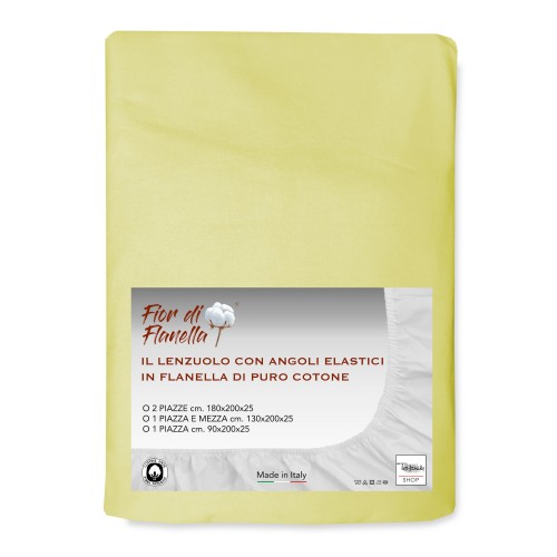 FITTED SHEET IN YELLOW FLANNEL Fior di Flanel ©ALL SIZES