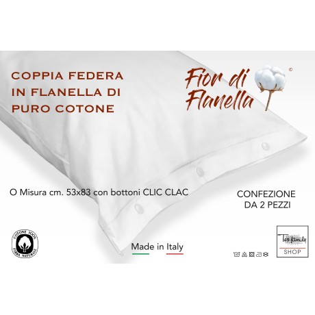 COPPIA FEDERA PER GUANCIALE IN FLANELLA BLUETTE Fior di Flanella © 2
