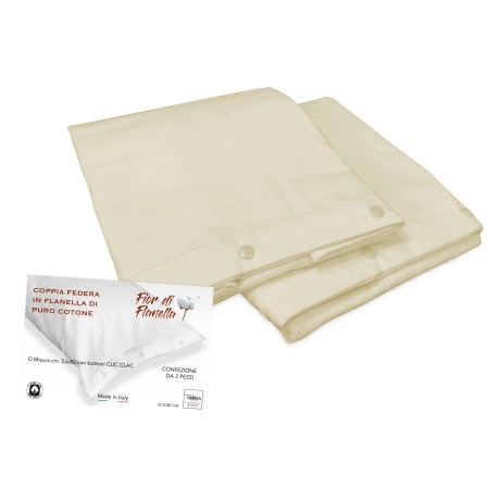 PAIR OF CREAM FLANNEL PILLOWCASE Fior di Flonella ©
