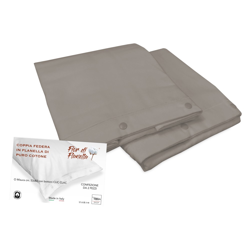 PAIR OF TAUPE FLANNEL PILLOWCASE Fior di Flanel ©