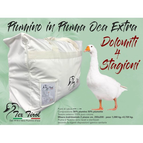 GOOSE TEX TIROL © 4 JAHRESZEITEN DAUNENJACKE 50% GÄNSEDAUNENJACKE / 50% GÄNSE-DOPPELFEDER CM. 250X200 MM