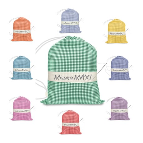 KINDERGARTENTASCHE GROSS MAXI CM. 45x60 YARN-DYED CHECKERED mit AIDA Canvas zum Aufsticken des Namens