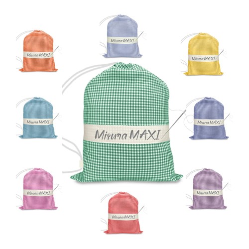 BOLSA DE GUARDERÍA GRANDE MAXI CM. 45x60 HILADO TEÑIDO A CUADROS con lona AIDA para bordar el nombre