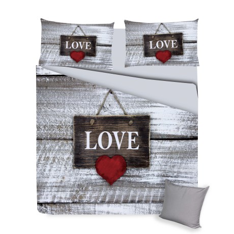 COPRIPIUMINO IMA.TEX FOTOGRAFICO CUORE SHABBY LOVE 2 con federa Arredo 2